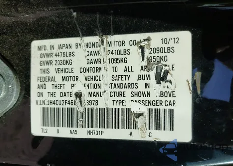 2013 Acura Tsx 2.4 z USA, uszkodzony, nr VIN JH4CU2F46DC003978